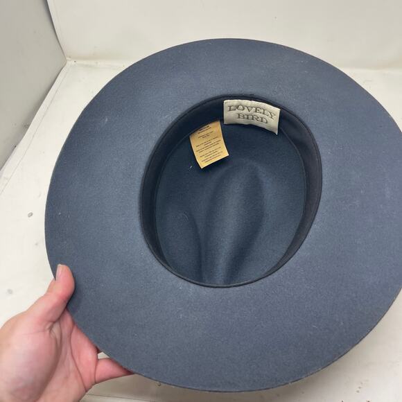 Lovely Bird Montana grey blue fedora wool hat sz M main image 8